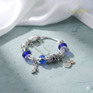 Bracciale componibile Sangra charms blu