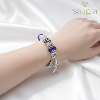 Bracciale componibile Sangra charms blu