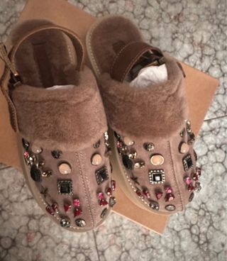 Zoccoli marroni pelliccia donna