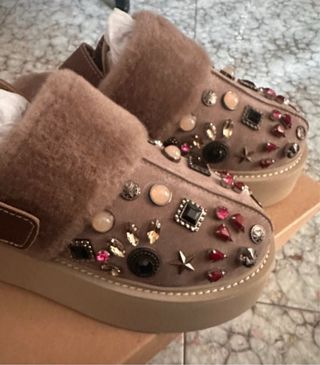 Zoccoli marroni pelliccia donna