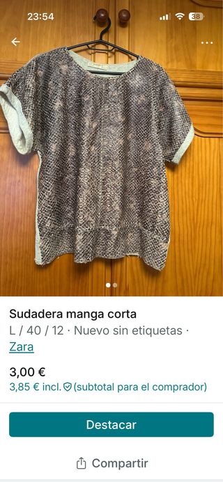 Sudadera Zara manga corta estampado