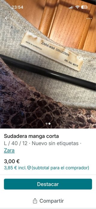 Sudadera Zara manga corta estampado