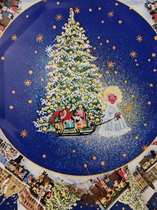 Centrotavola natalizio, piatto in metallo Natale