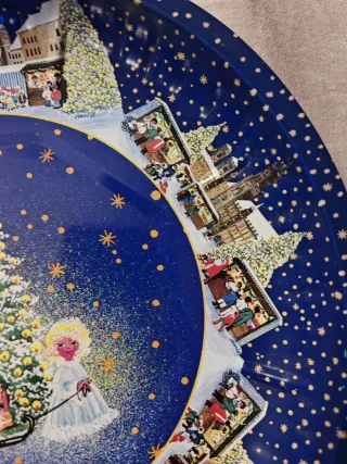 Centrotavola natalizio, piatto in metallo Natale