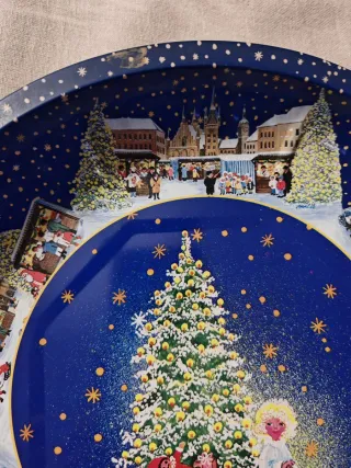 Centrotavola natalizio, piatto in metallo Natale