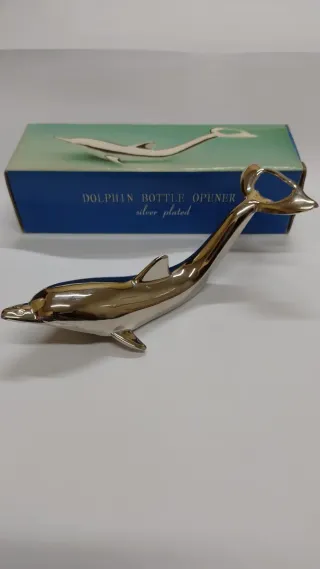 Abridor Botellas Vintage Delfín Metal Plateado