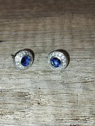 Pendientes Plata Cristal Azul