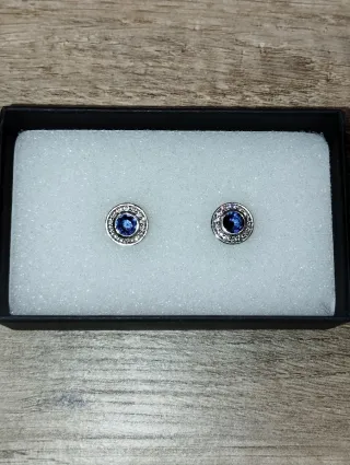 Pendientes Plata Cristal Azul