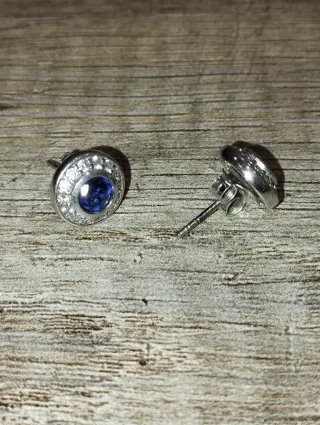 Pendientes Plata Cristal Azul