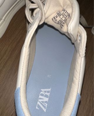 Zapatillas Zara Estilo Bamba Beige y Azul