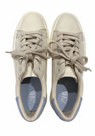Zapatillas Zara Estilo Bamba Beige y Azul