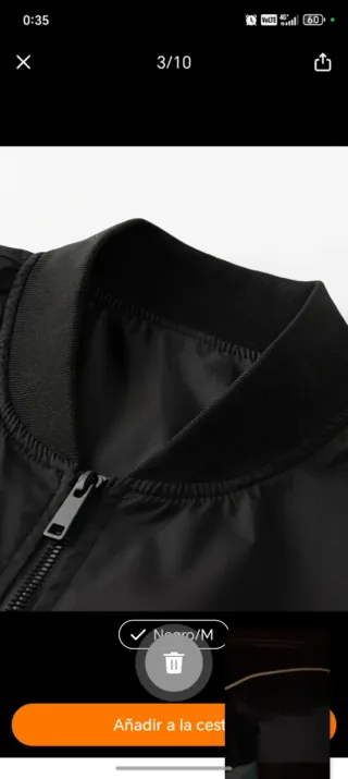 Chaqueta bomber negra hombre