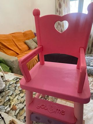Silla Trona para Muñecos Rosa