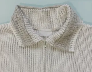 Cárdigan cremallera beige y blanco Talla XL