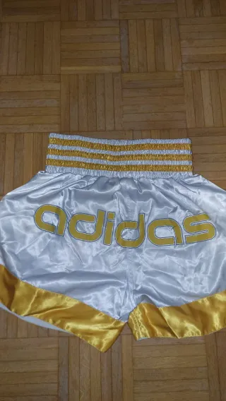 Pantalones Kickboxing Adidas Blanco y Dorado