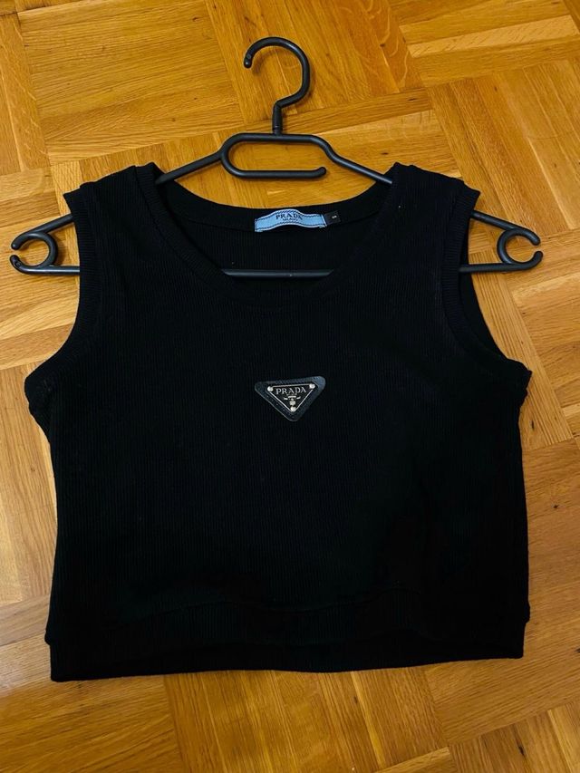 Top Prada Nero senza maniche