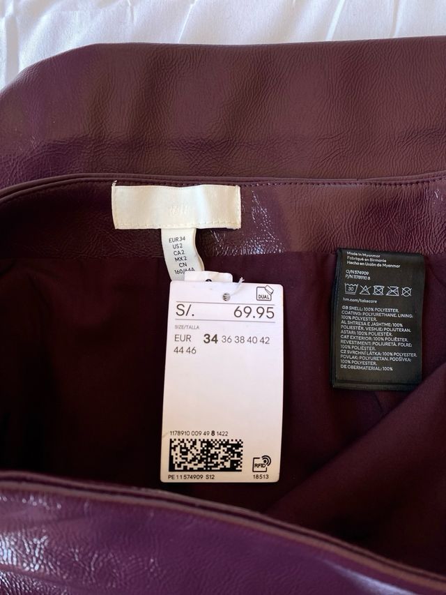 Falda cuero PU morada