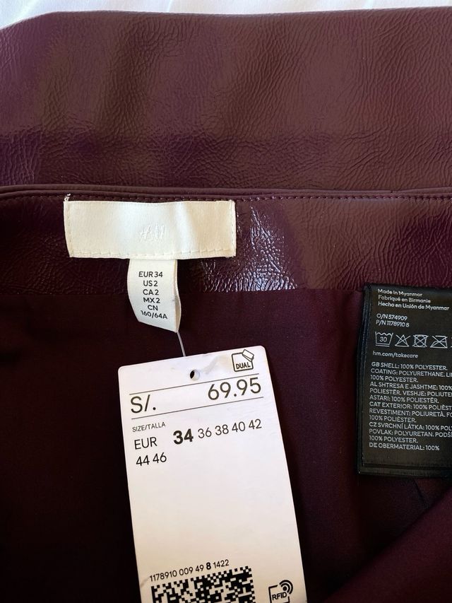 Falda cuero PU morada