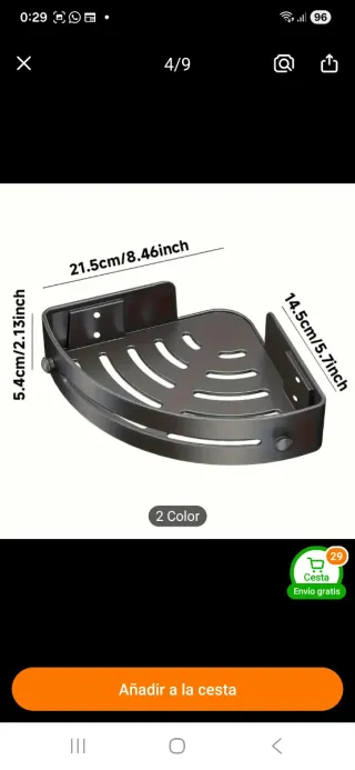 Estantería de esquina gris