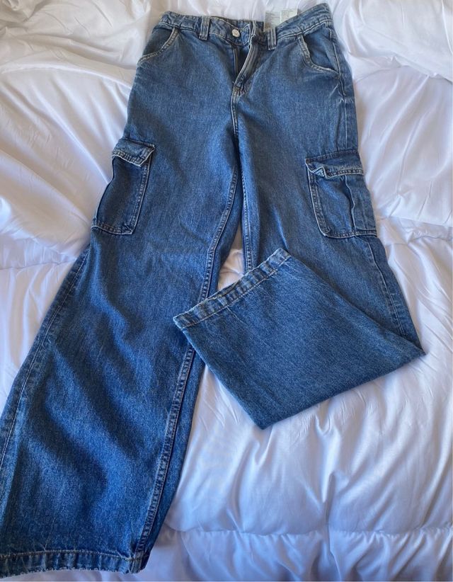 Pantalones Cargo Jean Azules