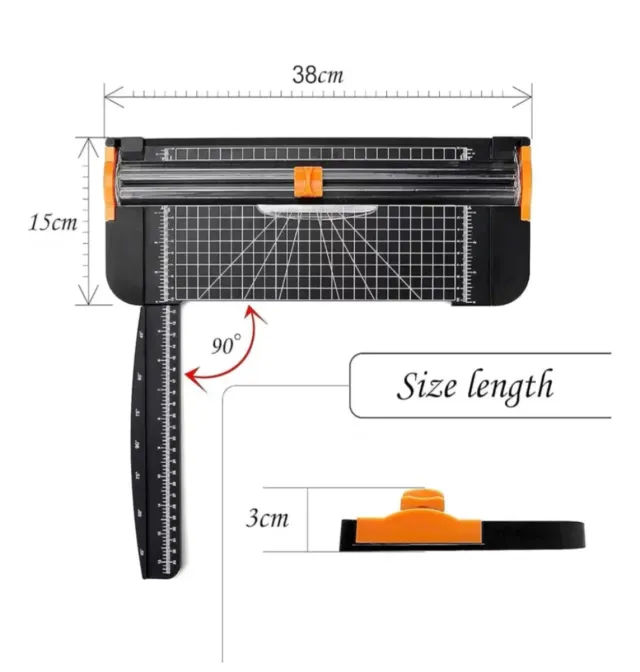 Cortadora de papel negra con regla