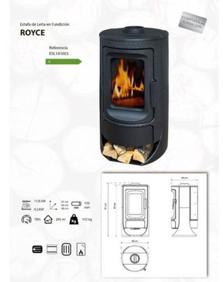 Estufa de Leña Royce  Nueva  MAD2020