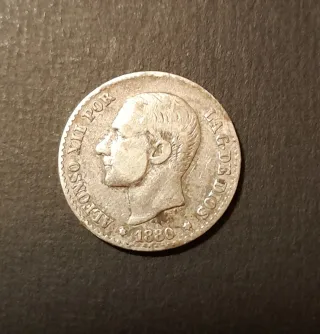 Moneda 50 céntimos Alfonso XII 1880 rey de España