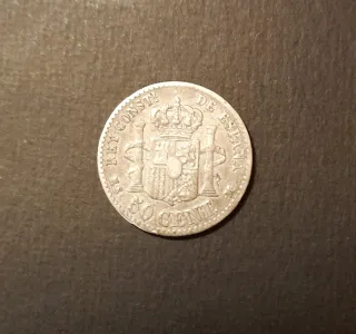 Moneda 50 céntimos Alfonso XII 1880 rey de España