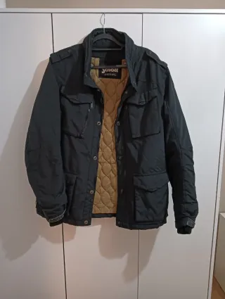 Chaqueta Schott NYC Negra con Forro Beige