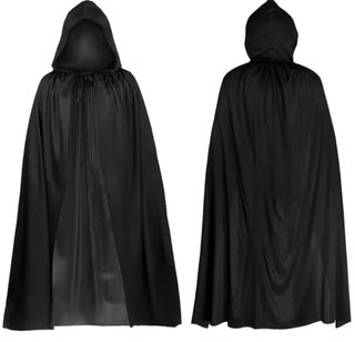 Capa negra con capucha para disfraz