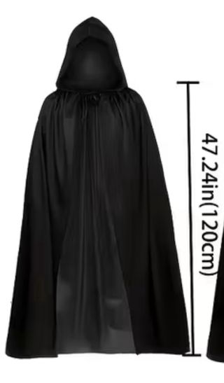 Capa negra con capucha para disfraz
