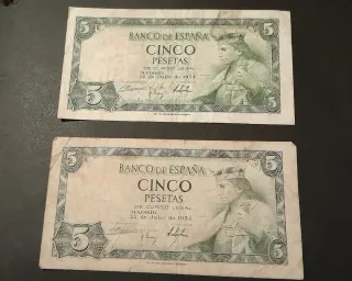 Billete de 5 Pesetas del Banco de España año 1954