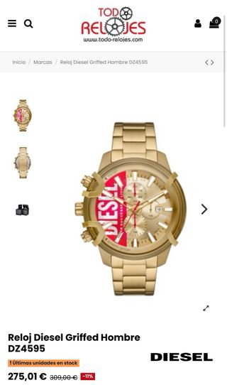 Reloj Diesel Dorado y Rojo