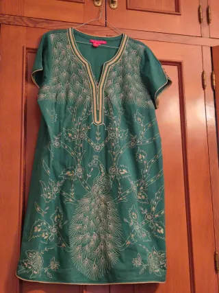 Vestido verde bordado talla XL