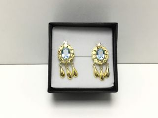 pendientes oro 18k con piedra con circonita