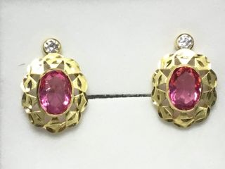 pendientes oro 18k con piedra con circonita