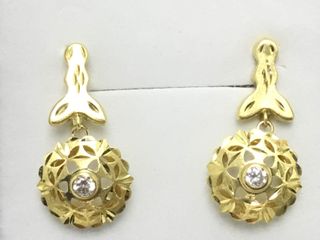 pendientes oro 18k con piedra con circonita