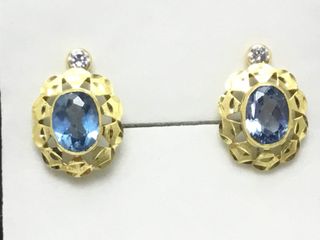 pendientes oro 18k con piedra con circonita