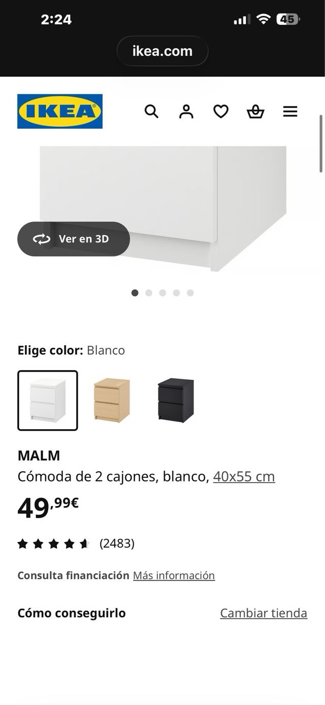 Cómoda MALM 2 cajones Ikea