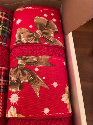 Set 6 Asciugamani Natale Rossi Fiocchi Renna