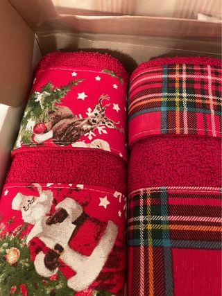 Set 6 Asciugamani Natale Rossi Fiocchi Renna