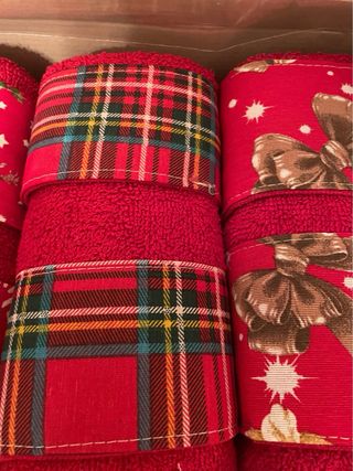 Set 6 Asciugamani Natale Rossi Fiocchi Renna