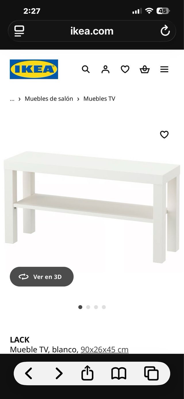 Mueble TV IKEA Blanco 90x26x45 cm