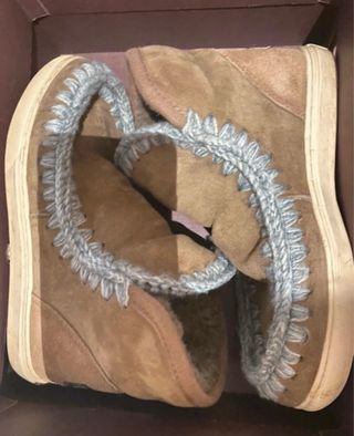 Botas Mou pelo suela goma beige/marrón