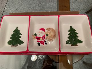 vassoio Natale Ceramica Alberi Babbo Natale