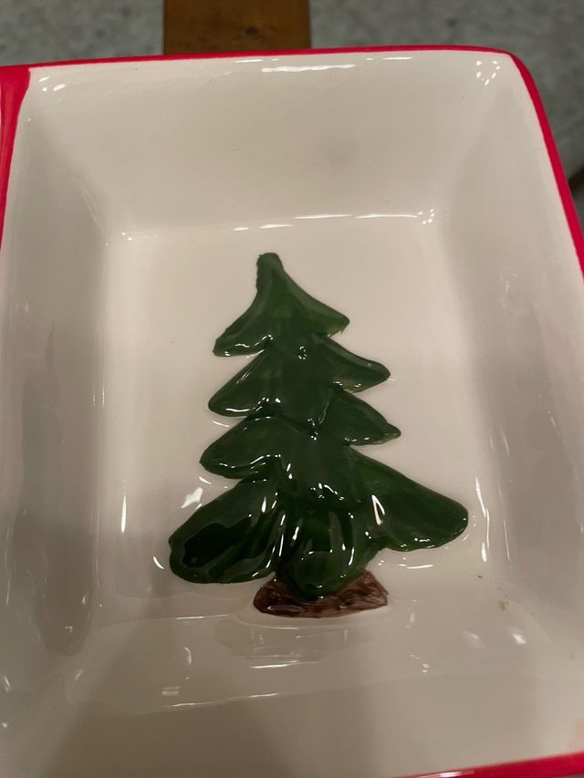 vassoio Natale Ceramica Alberi Babbo Natale