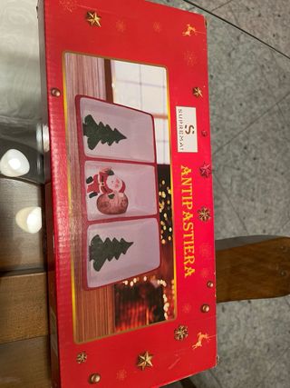 vassoio Natale Ceramica Alberi Babbo Natale