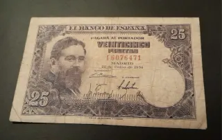 Billete de 25 Pesetas Banco de España año 1954