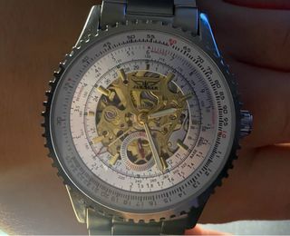 Reloj Jaragar Automático Esqueleto Dorado