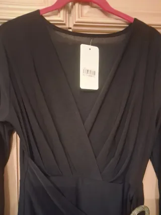 Abito donna nero con fibbia laterale